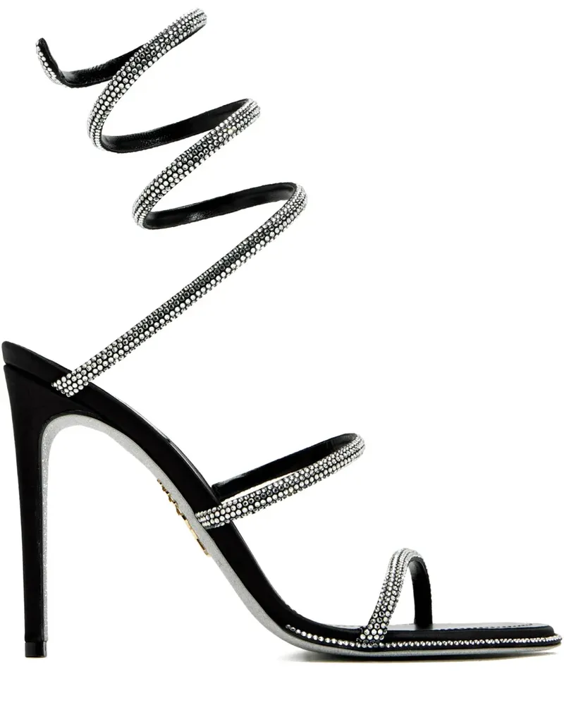 René Caovilla Cleo Anthracite Sandalen mit Kristallen 105mm - Schwarz Schwarz