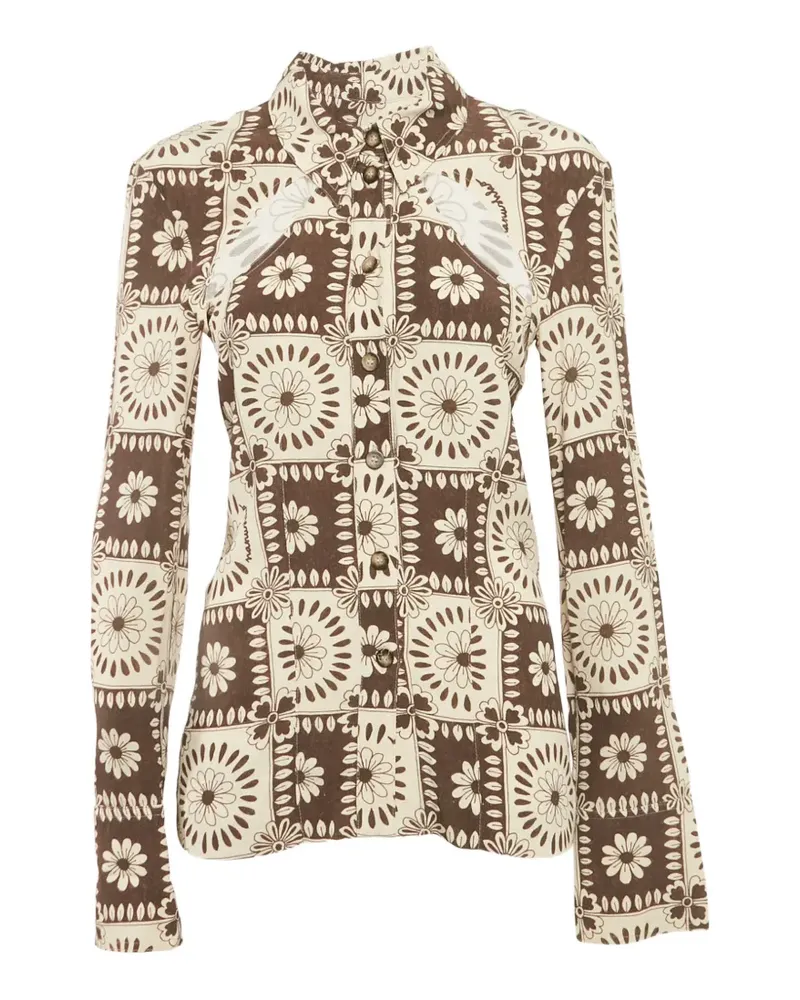 Nanushka floral-print top - Nude Nude