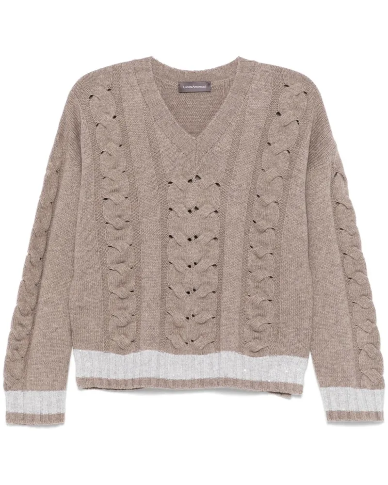 Lorena Antoniazzi Pullover mit Zopfmuster - Grau Grau
