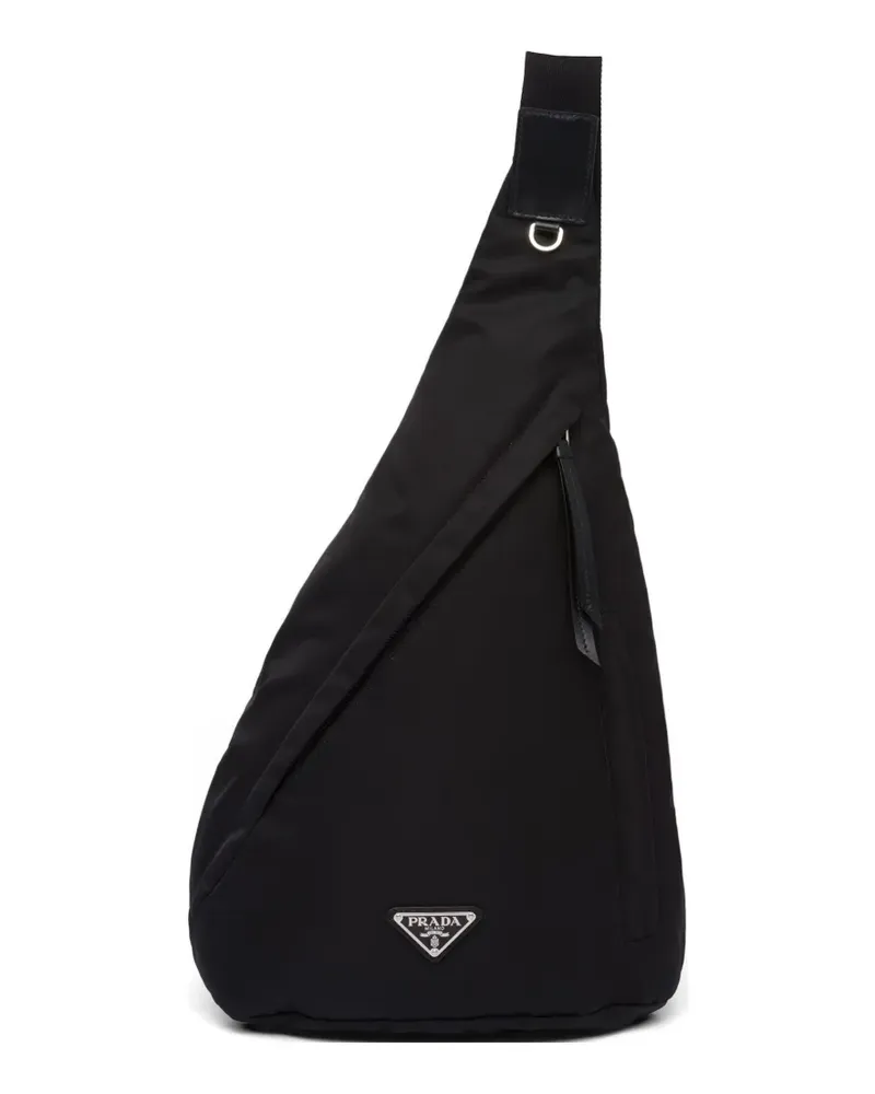 Prada Re-Nylon Rucksack mit Logo-Schild - Schwarz Schwarz