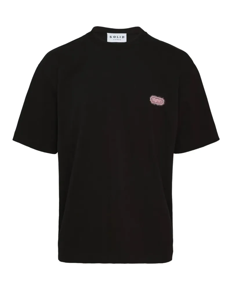 SOLID HOMME T-Shirt mit Logo-Patch - Schwarz Schwarz