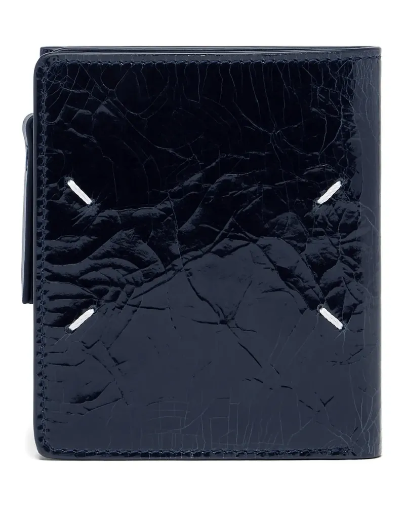 Maison Margiela crackled-leather Four Stitches wallet - Blau Blau