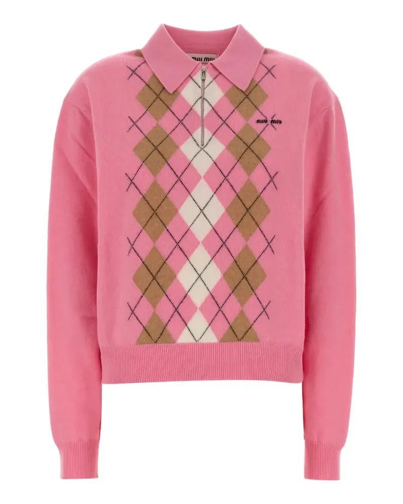 Miu Miu Poloshirt mit Argyle-Muster - Rosa Rosa