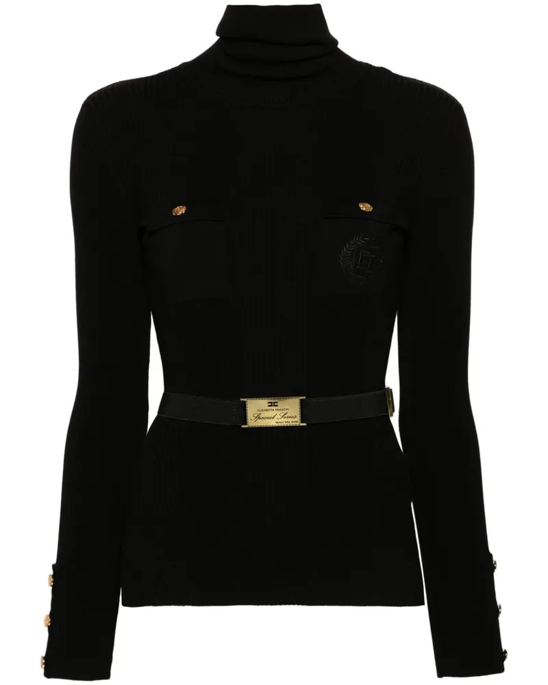 Elisabetta Franchi Pullover mit Logo-Stickerei Schwarz