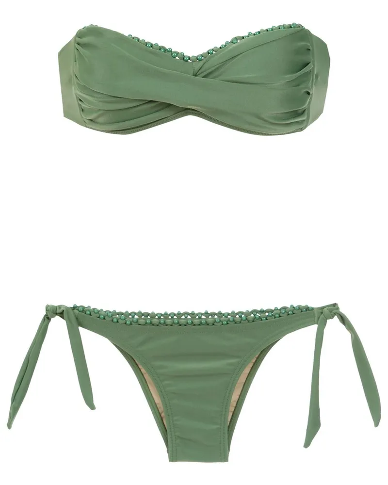 Amir Slama Bestickter Bikini - Grün Grün