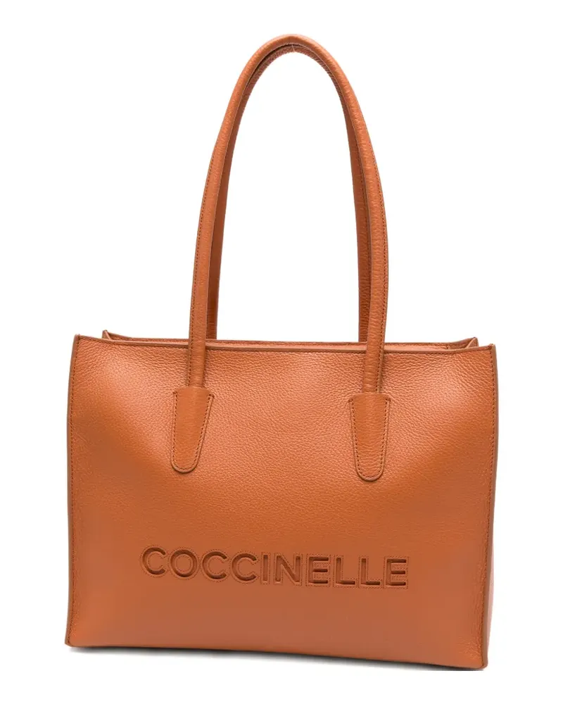 Coccinelle medium Myrtha logo-debossed tote bag - Orange Orange