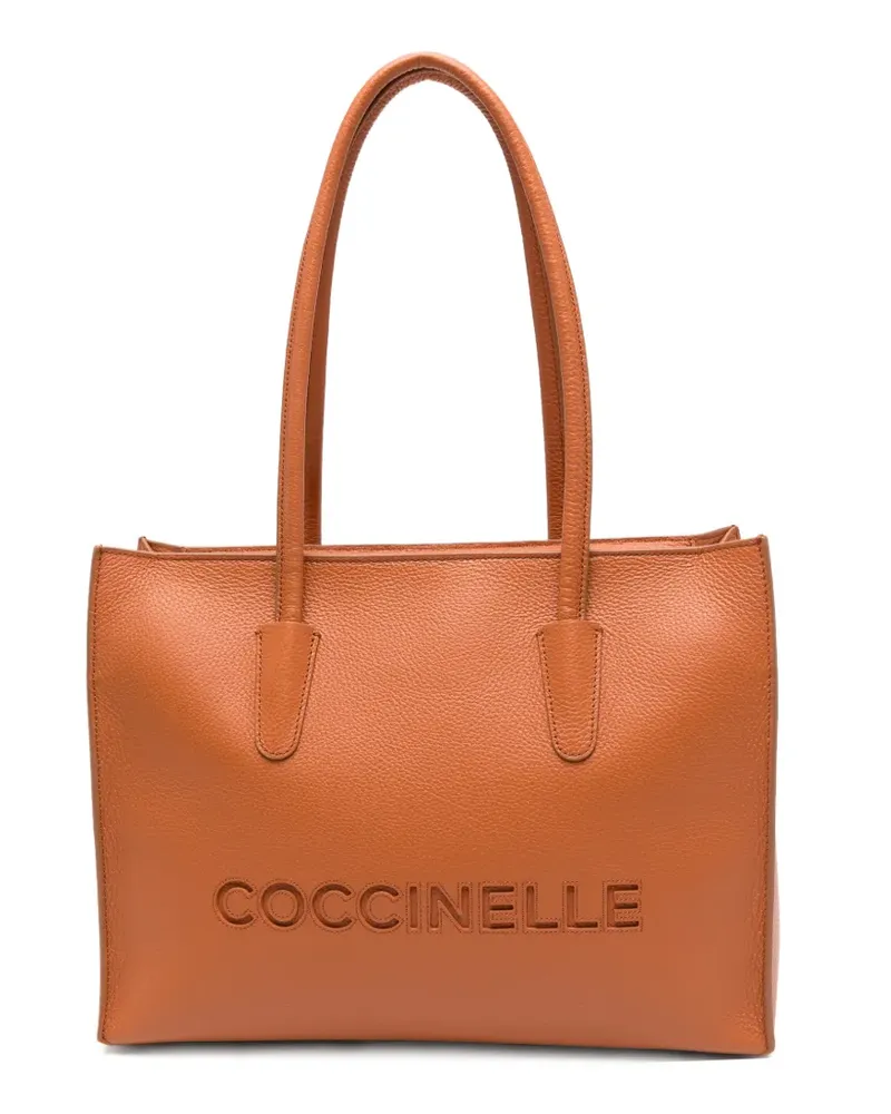 Coccinelle medium Myrtha logo-debossed tote bag - Orange Orange