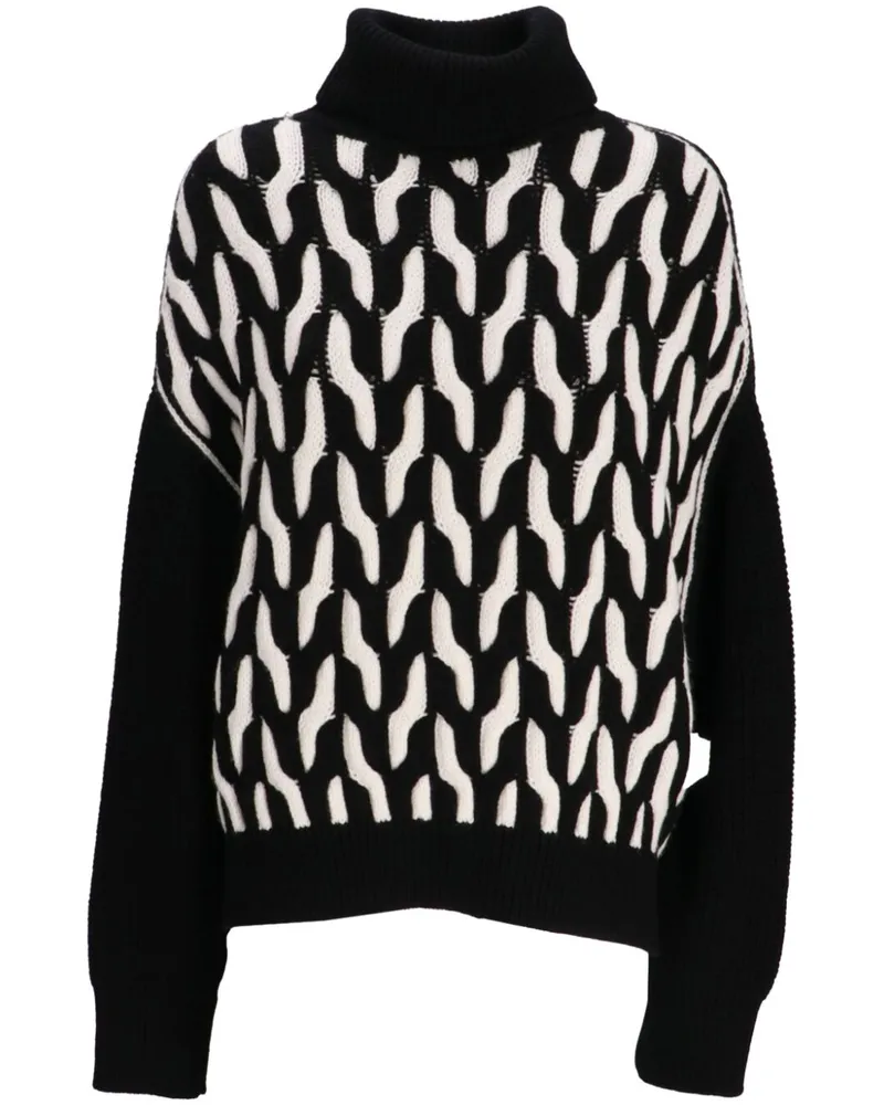 HUGO BOSS Pullover mit Zopfmuster - Schwarz Schwarz