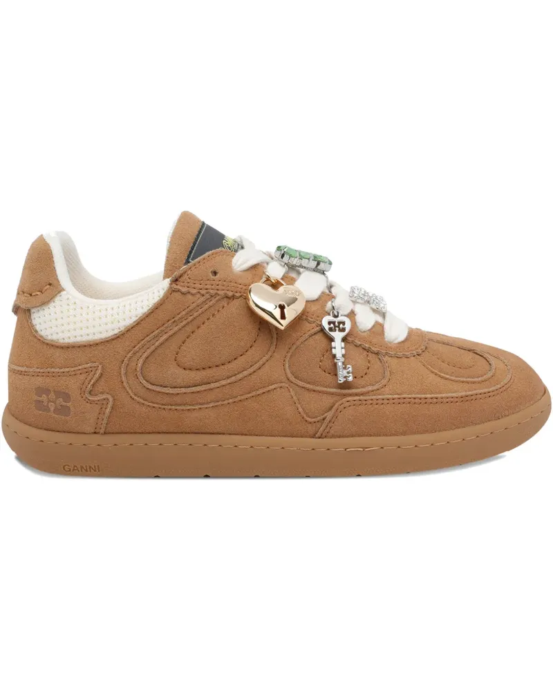 Ganni round-toe charm sneakers - Braun Braun