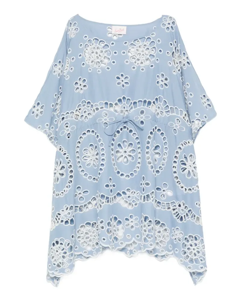 MC2 Saint Barth broderie-anglaise drawstring-waist kaftan - Blau Blau