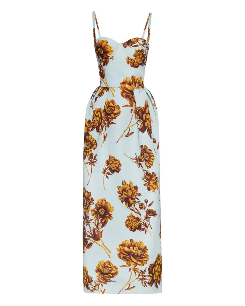 Oscar de la Renta Abendkleid mit Blumen-Print - Blau Blau