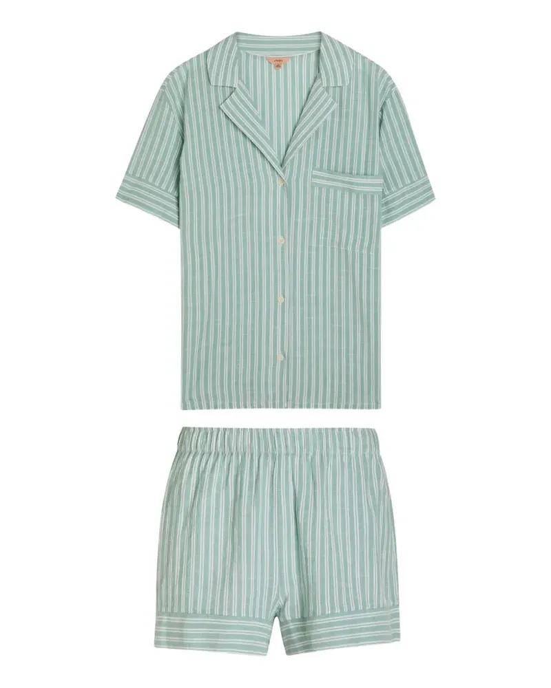 Eberjey Gestreifter Nautico Shortie Pyjama - Grün Grün