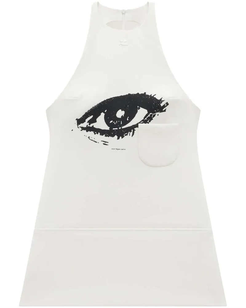 Courrèges Minikleid mit grafischem Print - Weiß Weiß