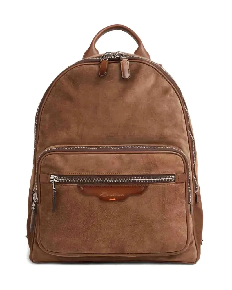 Santoni Rucksack aus Wildleder mit Reißverschluss - Braun Braun