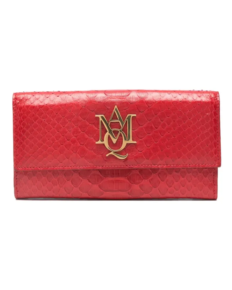 Alexander McQueen snakeskin logo-plaque wallet - Rot Rot