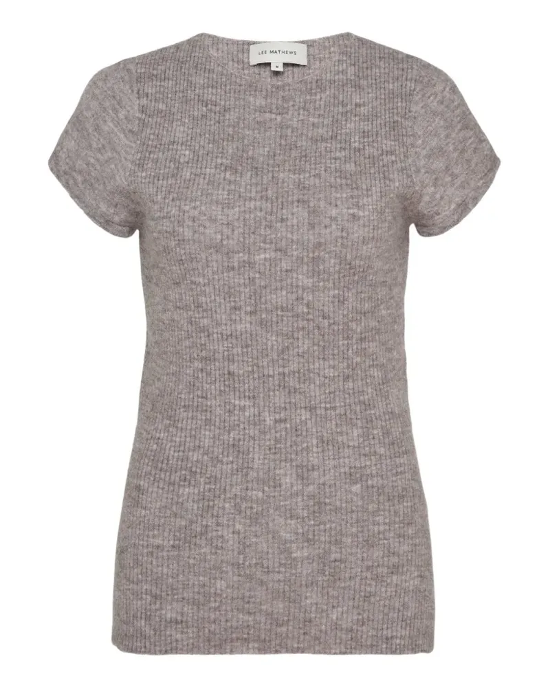 Lee Mathews Thea ribbed-knit short-sleeve top - Grau Grau