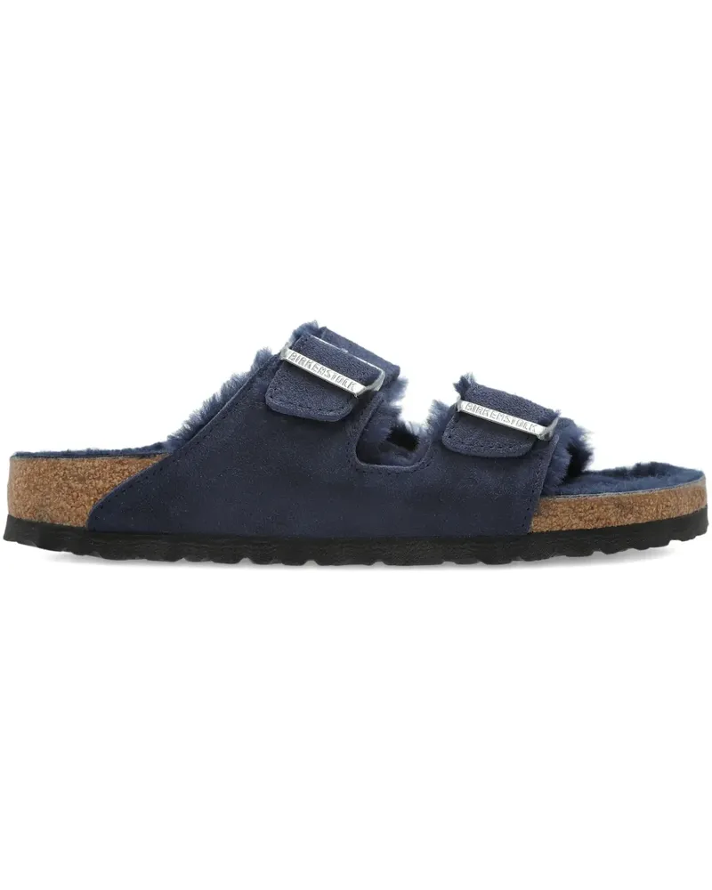 Birkenstock shearling-lined buckled flat sandals - Blau Blau