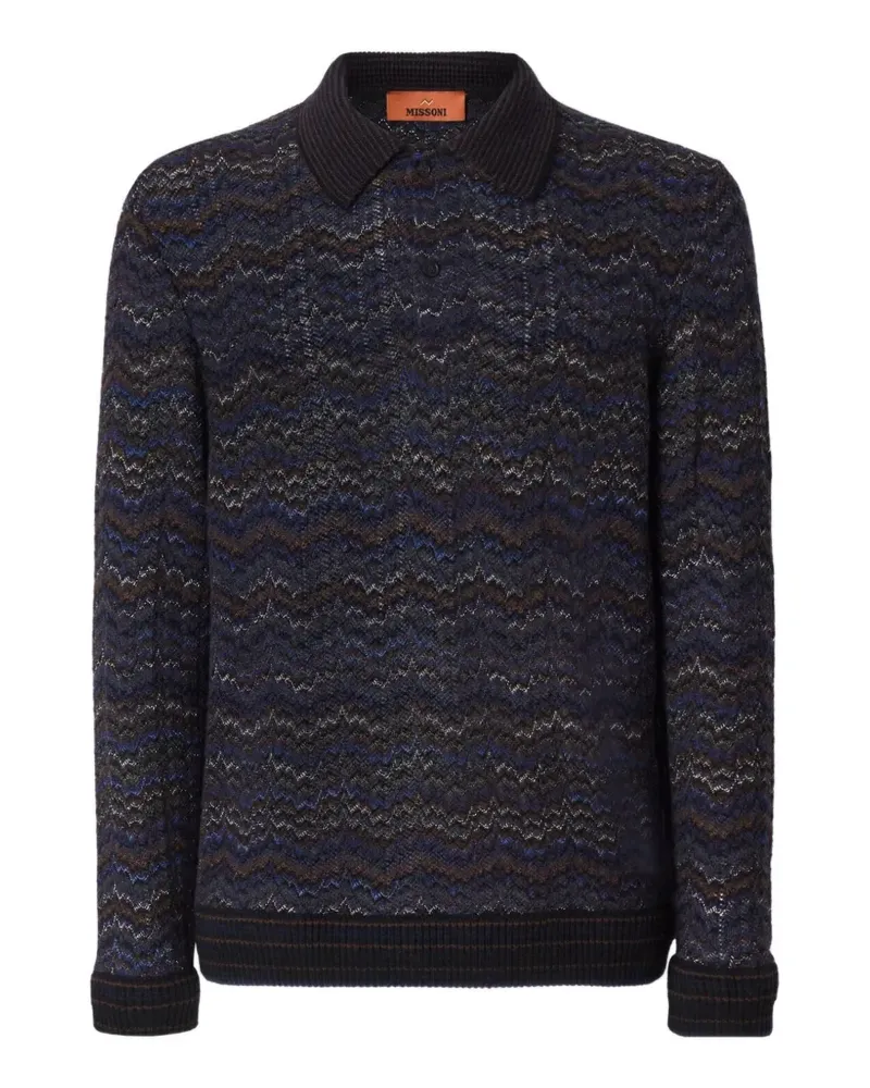 Missoni long-sleeve cashmere and viscose polo shirt - Blau Blau