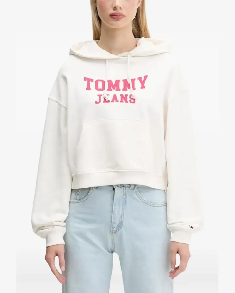 Tommy Hilfiger logo-appliqué cropped hoodie - Nude Nude