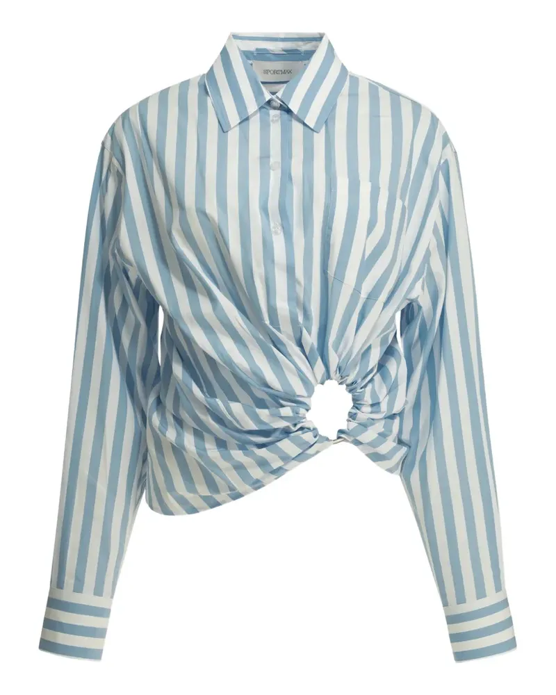 Max Mara Gestreifte Bluse mit Ringdetail - Blau Blau