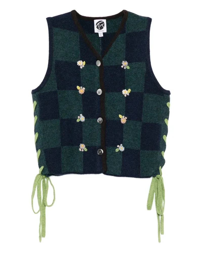 YANYAN KNITS checked cardigan - Blau Blau