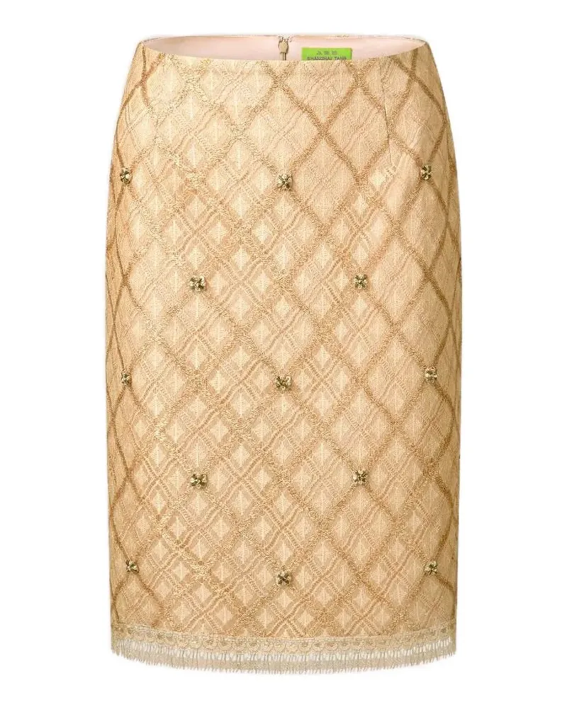 Shanghai Tang Karierter Rock mit Verzierung - Nude Nude