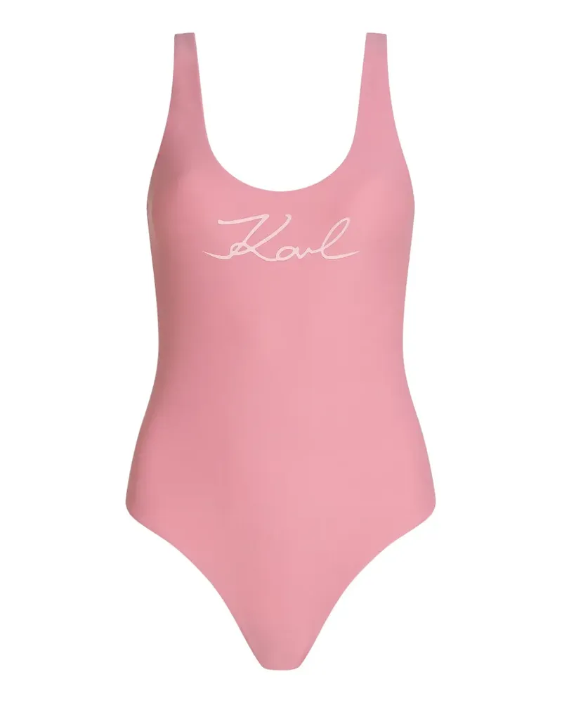 Karl Lagerfeld Badeanzug mit Logo-Print - Rosa Rosa