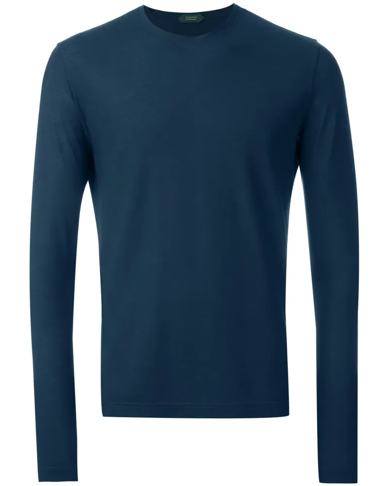 Zanone Langarmshirt mit Rundhalsausschnitt - Blau Blau