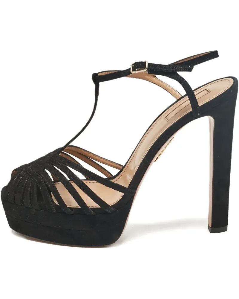 Aquazzura Plateau-Sandalen mit T-Riemen 140mm - Schwarz Schwarz