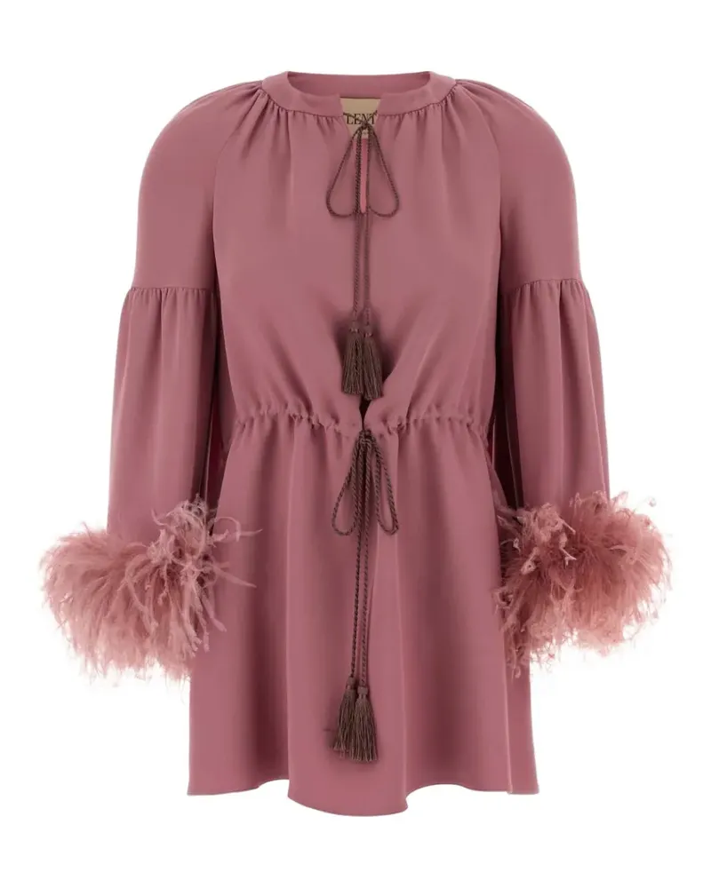 Valentino Garavani feather-trim tassel-detail blouse - Rosa Rosa