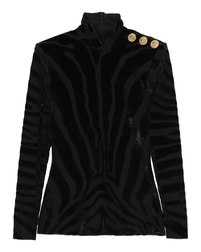 Balmain printed button top - Schwarz Schwarz