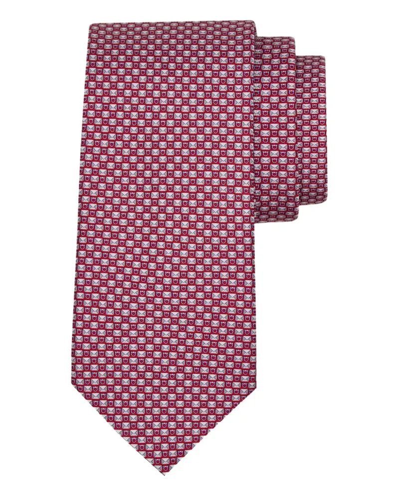 Ferragamo Seidenkrawatte mit Buchstaben-Print - Rot Rot