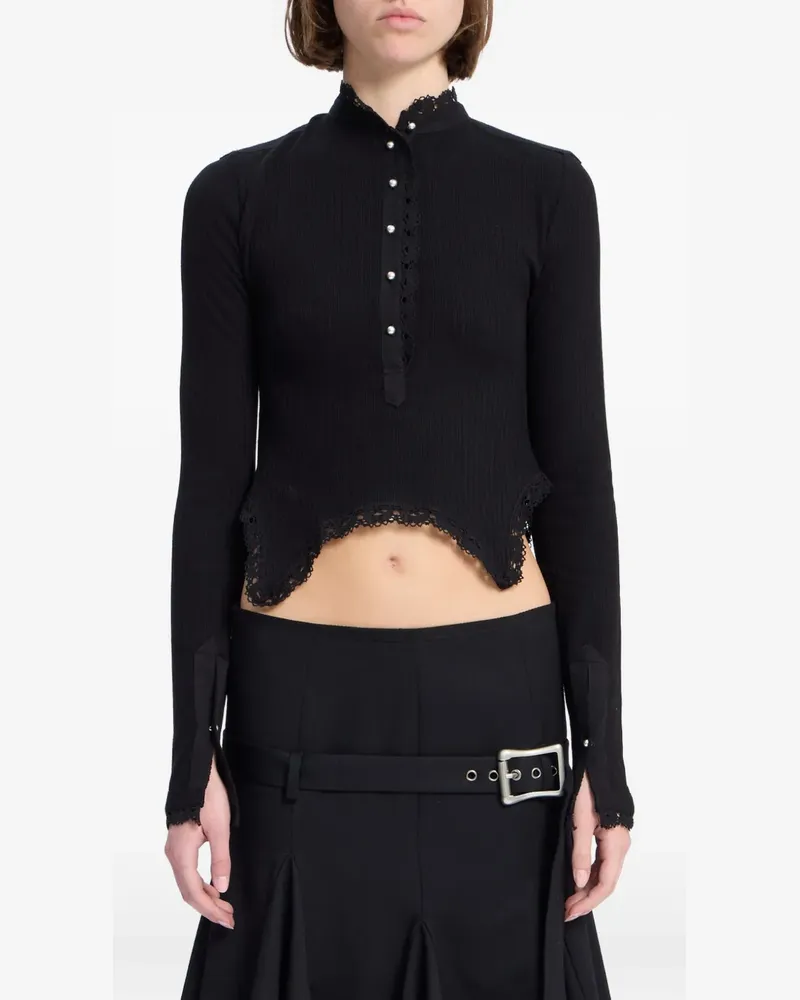 Ann Demeulemeester Nacine Serafino Cropped-Top mit Spitzenbesatz - Schwarz Schwarz