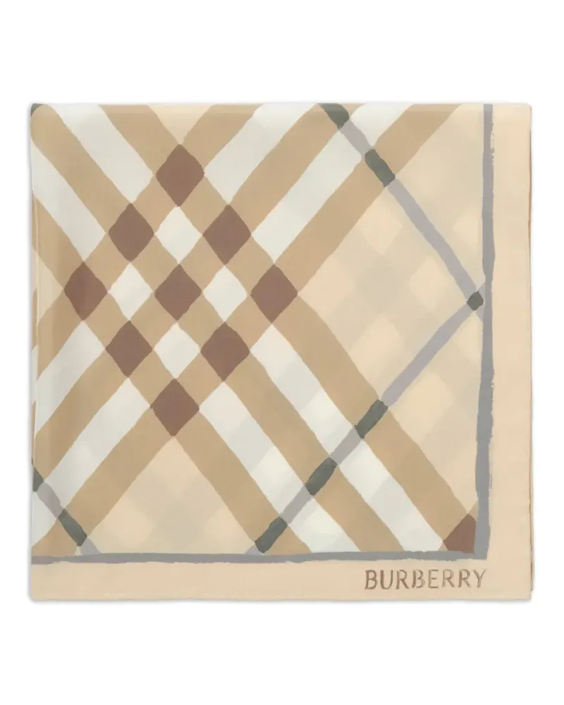 Burberry Karierter Seidenschal mit Aquarell-Print - Nude Nude