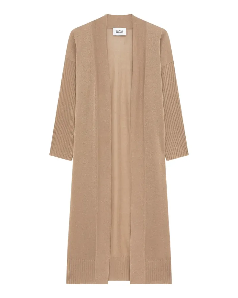 Alpha Studio ribbed-knit long-sleeve cardigan - Nude Nude
