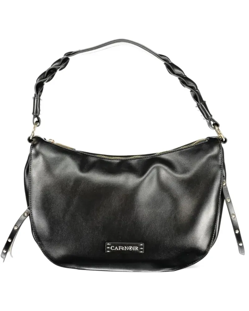 CAFèNOIR  Schultertasche mit Flechtriemen - Schwarz Schwarz