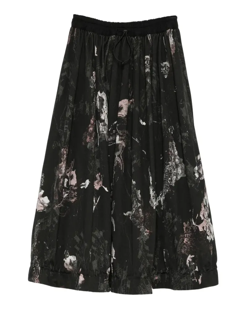 Yohji Yamamoto Rock mit abstraktem Print - Schwarz Schwarz