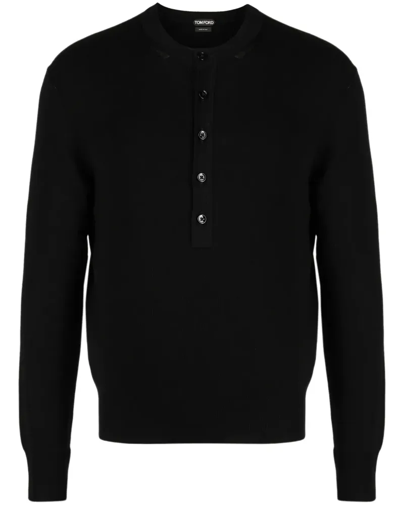 Tom Ford Henley-Hemd aus Seide - Schwarz Schwarz
