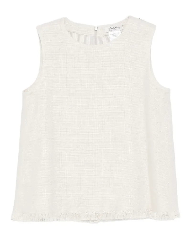 Max Mara Anika fringed round-neck top - Nude Nude