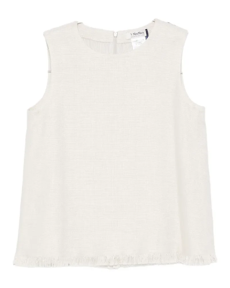 Max Mara Anika fringed round-neck top - Nude Nude