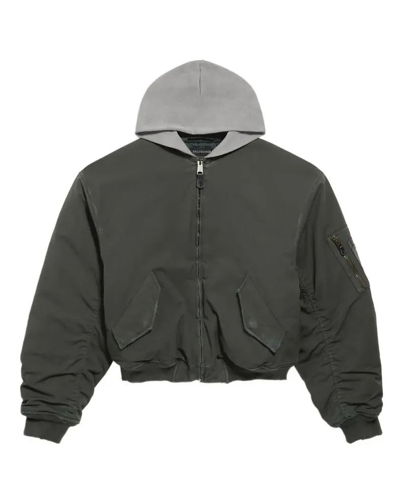 Balenciaga Bomberjacke mit Kapuze - Grau Grau