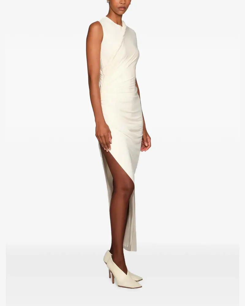 ET OCHS Georgia Midikleid mit asymmetrischem Saum - Weiß Weiß