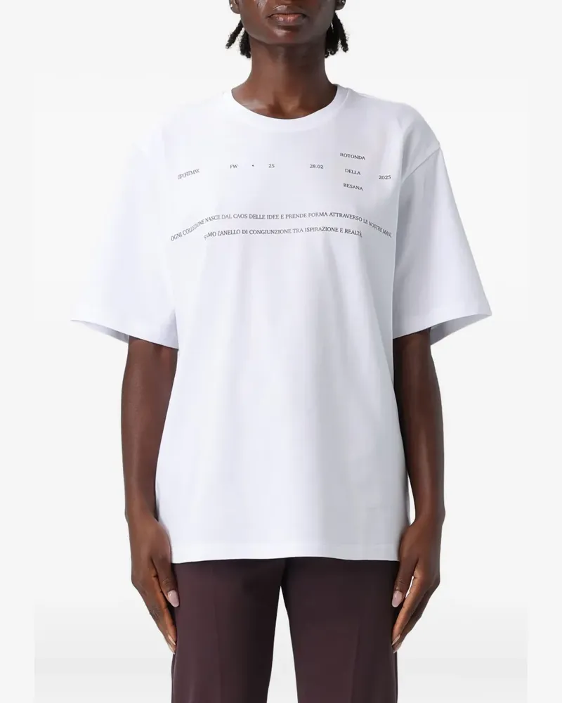 SPORTMAX Biella T-Shirt mit Text-Print - Weiß Weiß