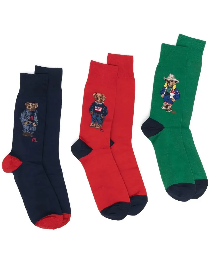 Ralph Lauren Socken-Geschenkbox mit Polo Bear - Blau Blau