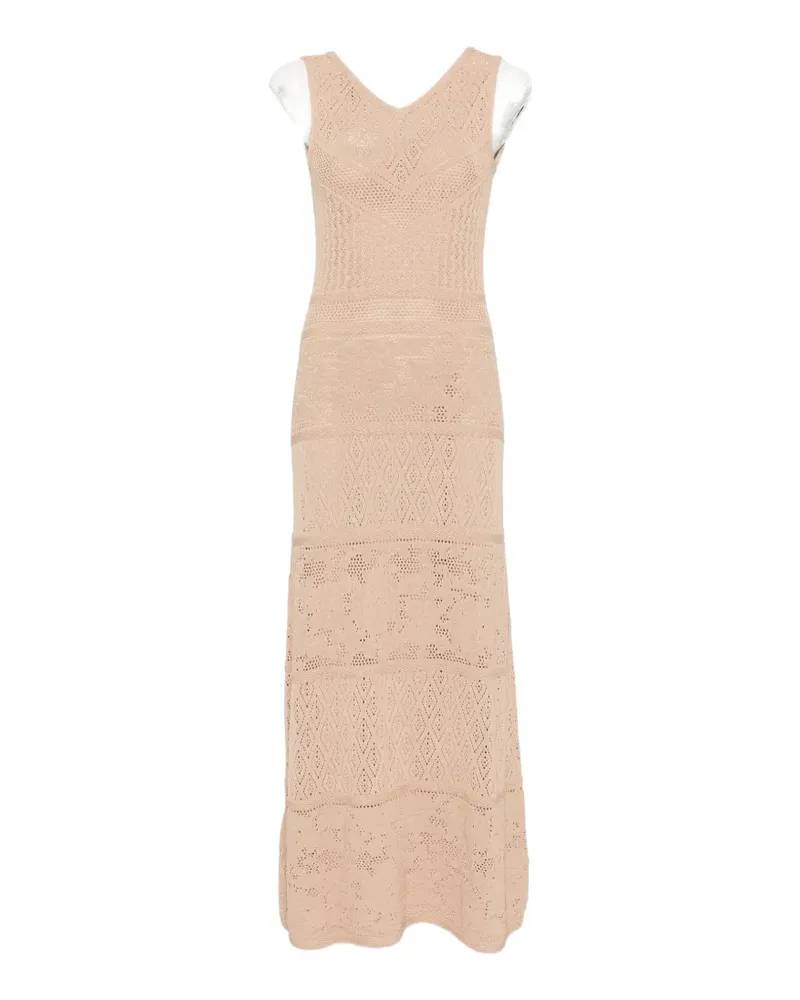 Blumarine pointelle-knit sleeveless maxi dress - Nude Nude