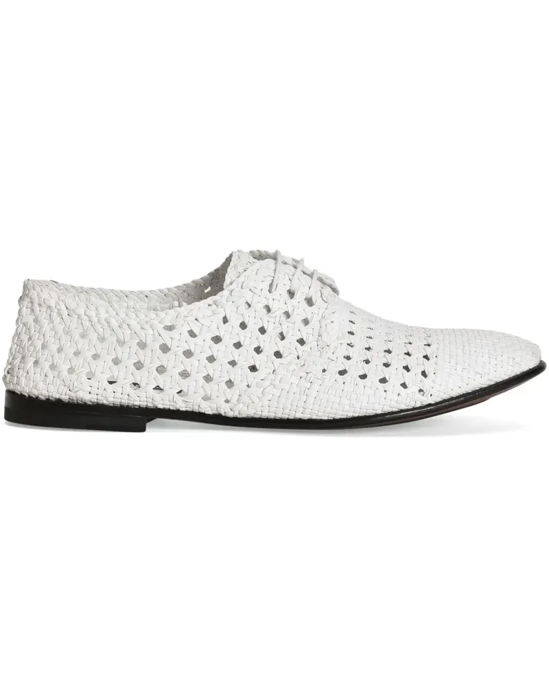 Dolce & Gabbana Derby-Schuhe aus gewebtem Raffiabast - Weiß Weiß