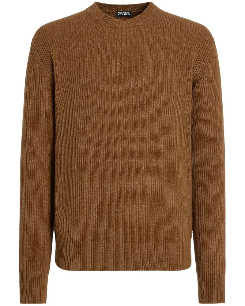 Ermenegildo Zegna Melierter Oasi Kaschmirpullover Braun