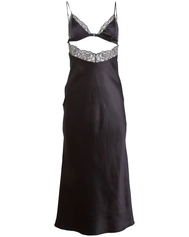 Fleur Du Mal Rose Camisole-Kleid mit Perlen - Schwarz Schwarz