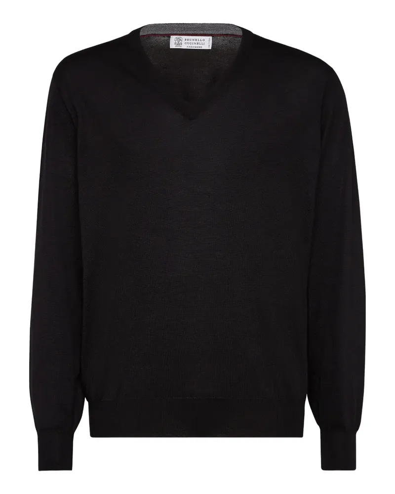 Brunello Cucinelli Strickpullover mit V-Ausschnitt - Schwarz Schwarz
