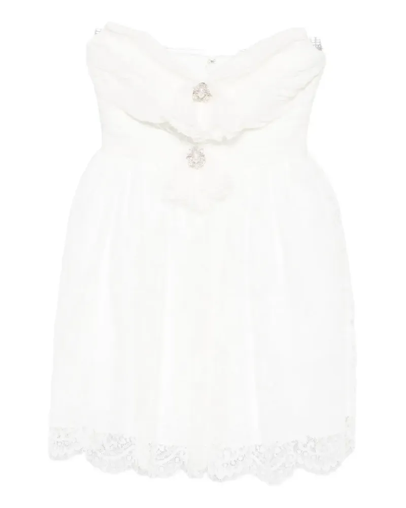 Self-Portrait strapless mini dress - Weiß Weiß